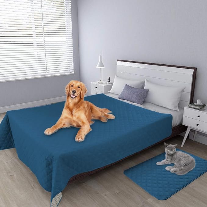 Easy-Going 100% Waterproof Dog Bed Cover, Non-Slip Pet Blanket for Furniture, Washable Couch Cover, Repleasement Sofa Cover (86x82 in,Peacock Blue) - Image 2