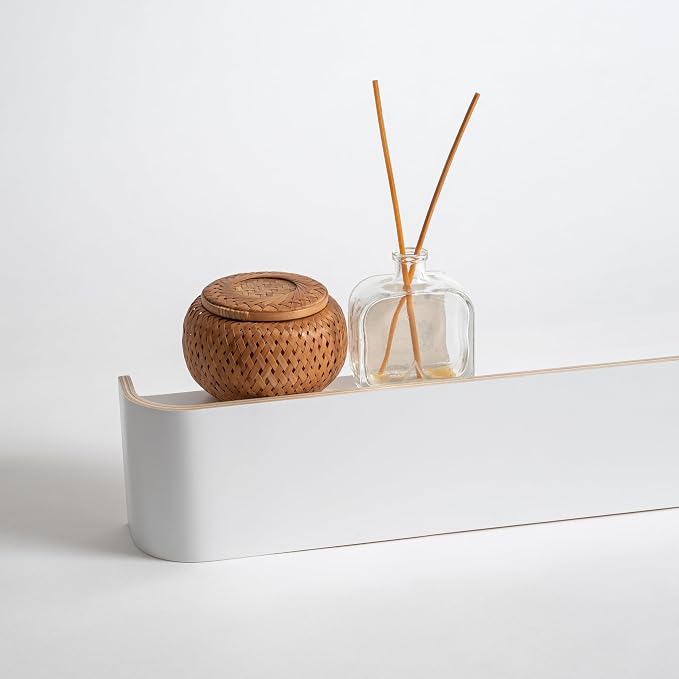 Kazai. Wall-Mounted Coat Rack 'Toke' - Modern Design Coat Rack with Hidden Wall Hooks - Solid Wood Veneer Panel Coat Hanger - White - Image 5