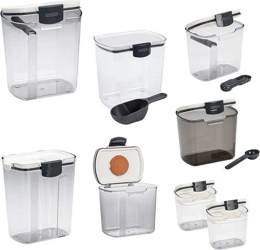Progressive ProKeeper Baker's Airtight Kitchen Storage Canister Container Set for Flour, Sugar & More, Keeps Ingredients Fresh, with Accessories (Multicolor, 8- Piece) by ProgressiveInternational