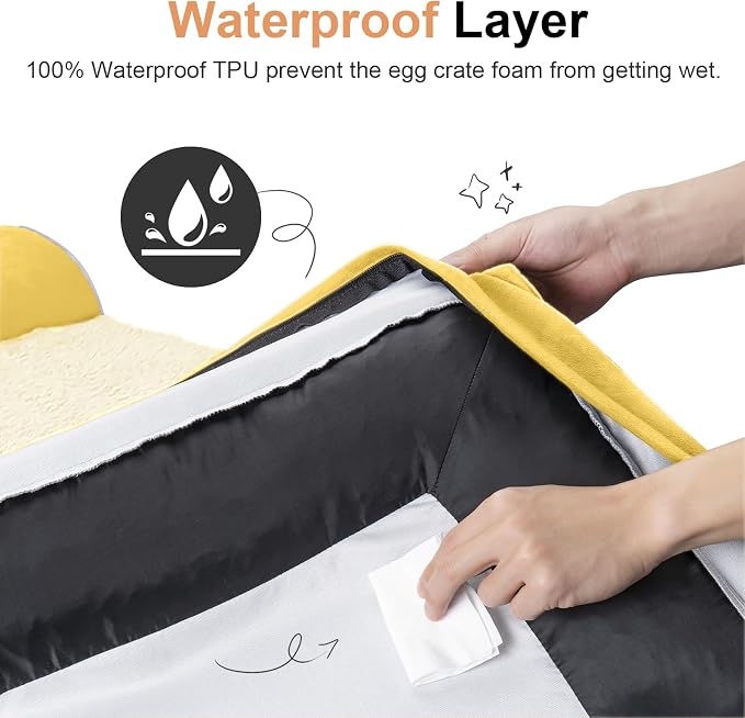 NANUYA Orthopedic Dog Bed for Jumbo Dogs, 53 x 42 Inch, Ginger | Egg crate foam for joint support, 3-sided bolster pet sofa, waterproof lining, washable cover, and non-skid base - Image 4