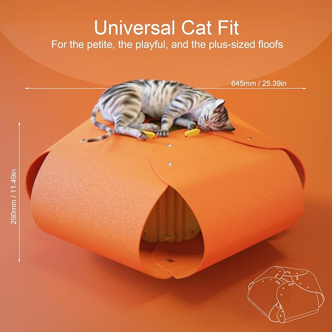 Cat Tunnel, Cat Cave for Indoor Cats Bed,Scratch Resistant Cat Toys for Medium Large Cats Hide and Seek Toy (Amber Orange) - Image 5