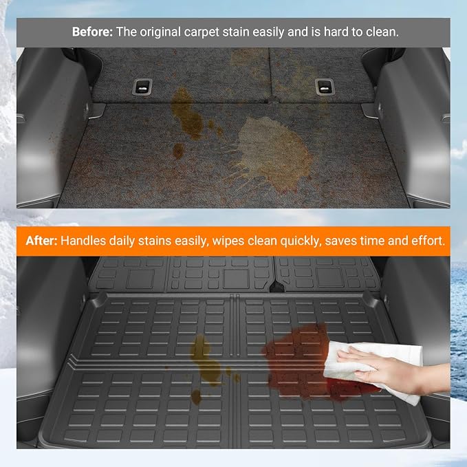 powoq Cargo Mat Compatible with 2017-2025 Jeep Compass Trunk Mat Rear Back Seat Protector Cargo Liner TPE Replacement for 2017-2024 2025 Jeep Compass Accessories (Trunk Mat+Backrest Mats) - Image 3