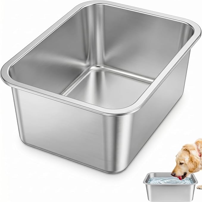 Bwogue 3 Gallon Large Water Bowl for Dogs, Stainless Steel Dog Water Bowl | Large Dog Water Bowl, 1 Pack, Food or Water Use, Thick Stainless Steel, XL-Large Dogs, Deep Design Helps Reduce Spills by BWOGUEPetHome