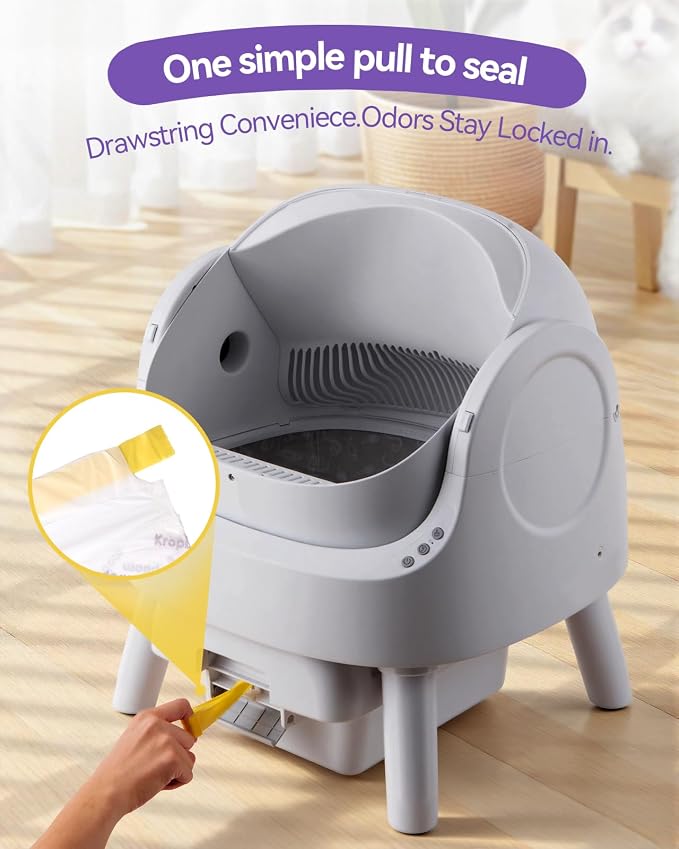 120 Count Automatic Cat Litter Box Liners Compatible with PetPivot AutoScooper 11/12 and Similar Open Top Self Cleaning Litter Box, Heavy Duty Cat Litter Bags Liners with Drawstring, 25.19" x 11.8" - Image 2