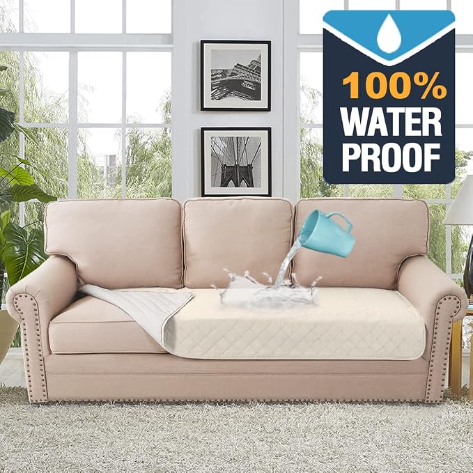 H.VERSAILTEX Couch Cover for Dogs Washable 100% Waterproof Sofa Cushion Cover Dog Bed Cover Non-Slip Pet Blanket for Sofa Cushion Protector, 35" x 74", Ivory - Image 3