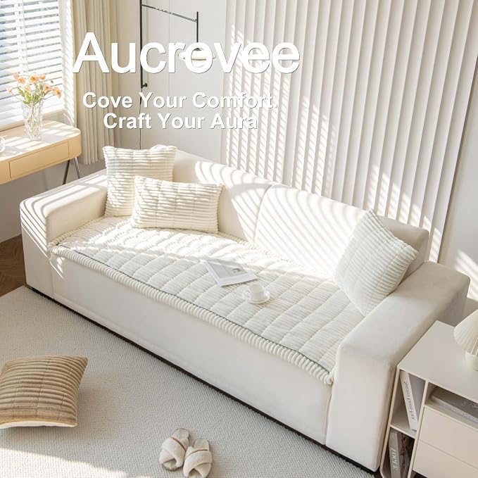 Couch Cover for Dogs Washable, Non Slip Sofa Covers for Pets 3 Cushion Couch Sofa, Sectional Slipcover Furniture Protector (1 PCS 27.5"x59" White) - Image 3
