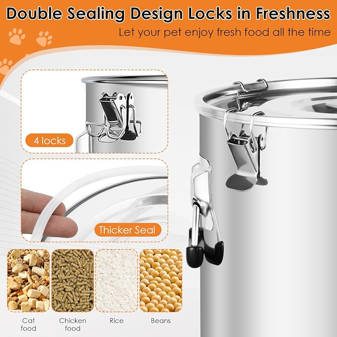 Stainless Steel Dog Food Storage Container,50LB/55LB Airtight Dog Food Storage Container with Lid to Keep Fresh,Easy Clean Large Pet Food Storage Container with Scoop for Cat Food,Chicken Feed,Rice - Image 4