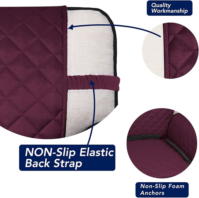 PureFit Reversible Quilted Couch Covers for Dogs Sofa Cover 4 Seater 88" | Wine/Beige, Water Resistant Couch Protector, Washable Pet Couch Cover with Non Slip and Elastic Straps For Kids - Image 3