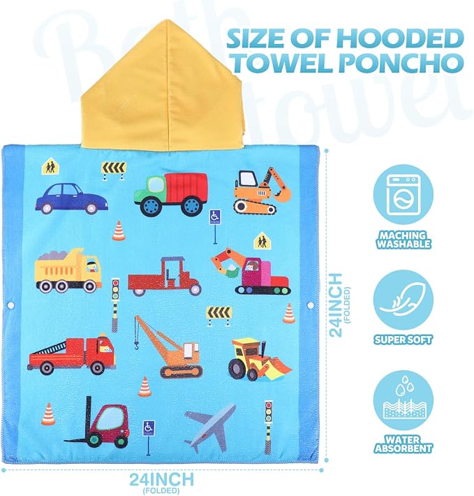 6 Pcs Kids Hooded Towel Kids Bath Towels with Hood Microfiber Baby Pool Beach Towel for Boy Girls Toddler(47 x 24 Inch,Vivid Style) - Image 2