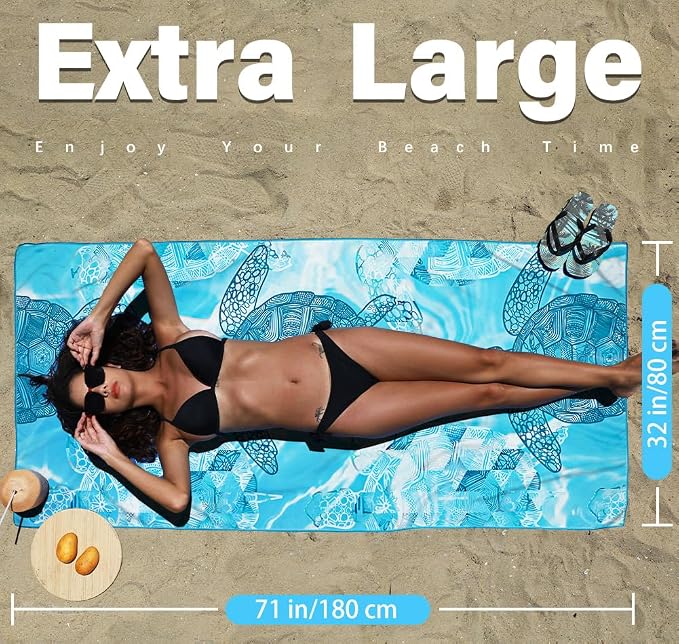 Widdonen Microfiber Beach Towel,Compact 6 Pack-71x32 Inch with Bag Travel | Extra Large,Lightweight,Thin,Sand Free,Quick Dry,Absorbent.Packable for Camping,Swim,Pool,Bath,Picnic,Cruise Essentials Gift - Image 2