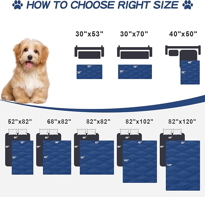 Smiry Waterproof Dog Bed Cover, Reversible Pet Blanket for Sofa Couch | Soft Washable Dog Blanket, Leakproof Couch Cover for Dogs Cats & Furniture Protection, 82x120, Navy/Blue - Image 6