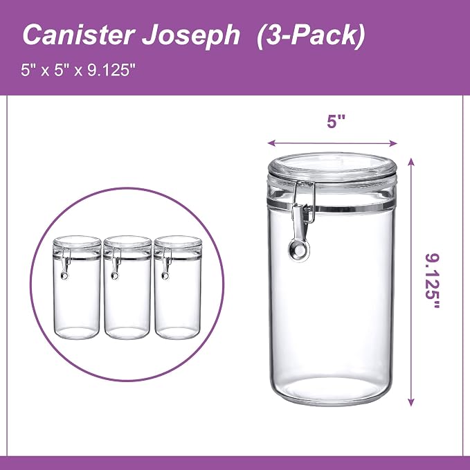 Amazing Abby - Cathy - 70-Ounce Plastic Canister (Set of 3), Plastic Airtight Food Container, Stackable for Pantry Storage, BPA-Free and Shatter-Proof, Perfect for Home and Commercial Use - Image 4