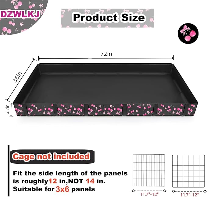 DZWLKJ Waterproof Guinea Pig Cage Liner,Washable Tarp Bottom Base,Cherry Graphic,36"x72", Reusable for Rabbit, Chinchilla, Hedgehog, Ferret & Other Small Animals. - Image 2