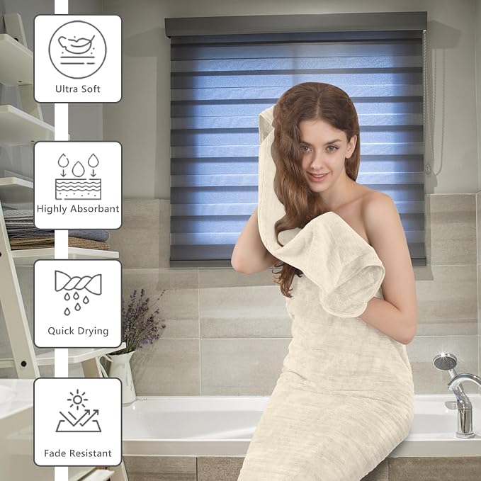 Extra Large Bath Sheet Set of 4,Ultra Soft Fluffy Towel,35”x 70”Oversized Bath Towel Set,Premium Microfiber Bathroom Towel Set Highly Absorbent Quick Dry Shower Towel for Bathroom,Hotel,Spa(Beige) - Image 8