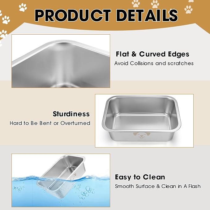 Sweetude 4 Pcs Stainless Steel Dog Bowls Bulk High Capacity Metal Dogs Food and Water Bowls for Large Dogs Pets(Silver,0.85 Gallon) - Image 3