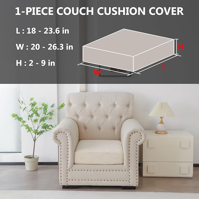 Genina Waterproof Couch Cushion Covers for Pets Washable Sofa Seat Covers | Non Slip,Stretch Jacquard Fabric,Pet Hair & Scratch Protection,Easy Installation,Furniture Protector,Sectional Sofa,1 Piece - Image 2