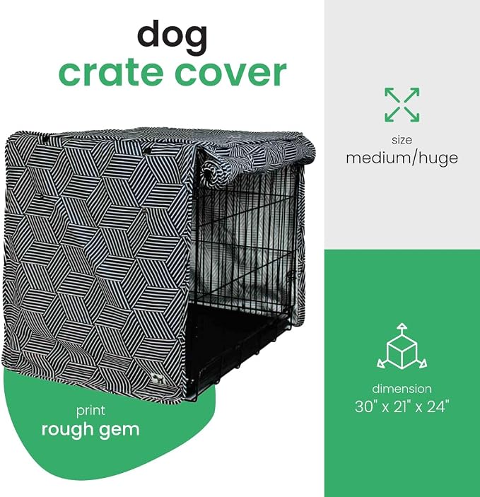 Molly Mutt Rough Gem Dog Crate Cover, 100% Cotton Canvas Cover with 2 Roll-Up Panels, Ideal for Dog or Cat Crate, Durable, Washable, and Free of Harmful Chemicals, 30" x 21" x 24" - Image 2