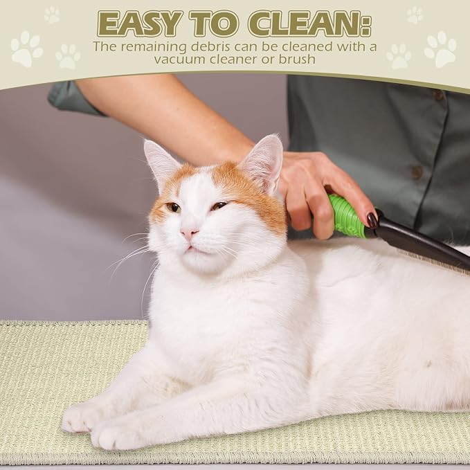 Riakrum 2 Pack Large Cat Scratch Pad Sisal Mat 32 x 16 Inches,Beige - Image 6