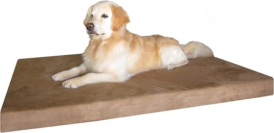 Dogbed4less Orthopedic Waterproof Durable Gel Cool Memory Foam Dog Bed for Large Dogs, Microsuede in Brown Color, Jumbo 55X47X4 Inches by Dogbed4less