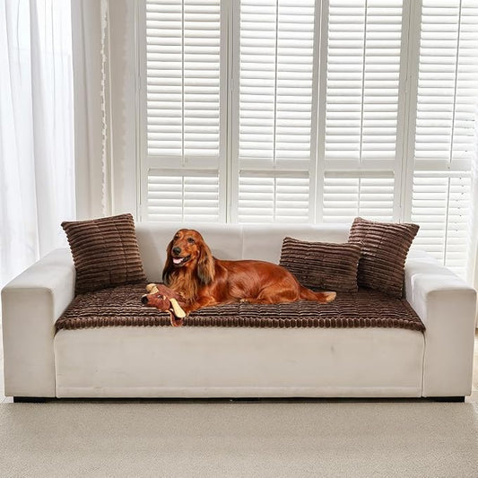 Mitid Sofa Cover Fuzzy Couch Cover for Pet, Couch Covers for Dogs Pets Mat | Washable Non-Slip Sofa Slipcover Cushion Protector Pets Friendly Mat, Dog Couch Cover, Square Couch Covers for Dogs Non Skid by Mitid