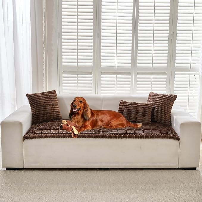Mitid Sofa Cover Fuzzy Couch Cover for Pet, Couch Covers for Dogs Pets Mat | Washable Non-Slip Sofa Slipcover Cushion Protector Pets Friendly Mat, Dog Couch Cover, Square Couch Covers for Dogs Non Skid by Mitid