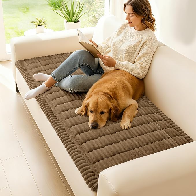 hyha Couch Cover for Dogs, Washable Non Slip Plush Flannel Sofa Protector | Thick Flannel, Silicone Anti-Slip Backing, Pet Hair & Scratch Protection, Fits Sofa & Loveseat (27.6" x 70.9") - Image 2