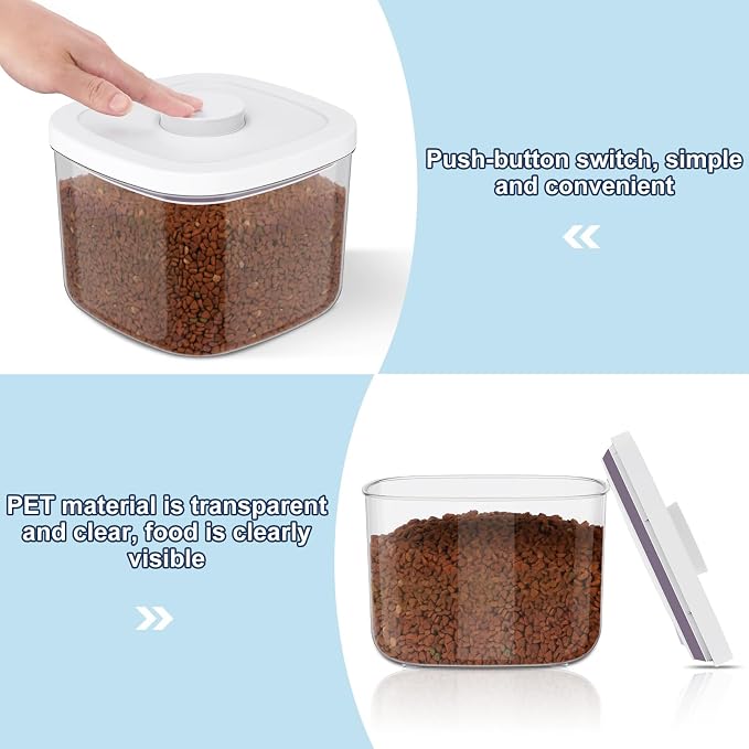 LEAWALK 5-8Lbs/5.28Qt/5L Airtight Dog Cat Food Storage Container and Pet Storage Bin BPA-Free. PET Clear Stackable Dog Treat Containers for Pet Food/Rice/Dry/Cereals/Flour/Sugar/Bread, etc (Medium - Image 6