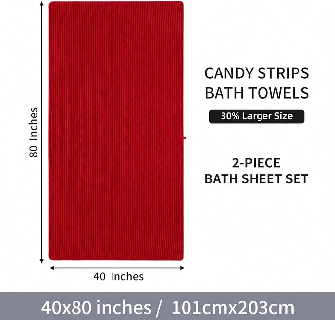 2 Piece Bath Sheets, 40"x80" Microfiber Bath Towels, Red | Extra-large size, Quick dry, Highly Absorbent, Lint Free，shower towels for bathroom gym spa，Big and Tall users - Image 8