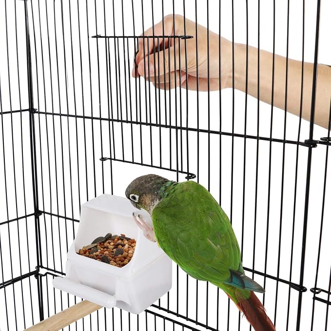 Yaheetech 64'' Open Top Bird Cage for Parakeets & Cockatiels, Black | Detachable Rolling Stand, Easy-clean Slide Tray, Multi-door Access, 3/8" Bar Spacing, Indoor/Outdoor Use - Image 6