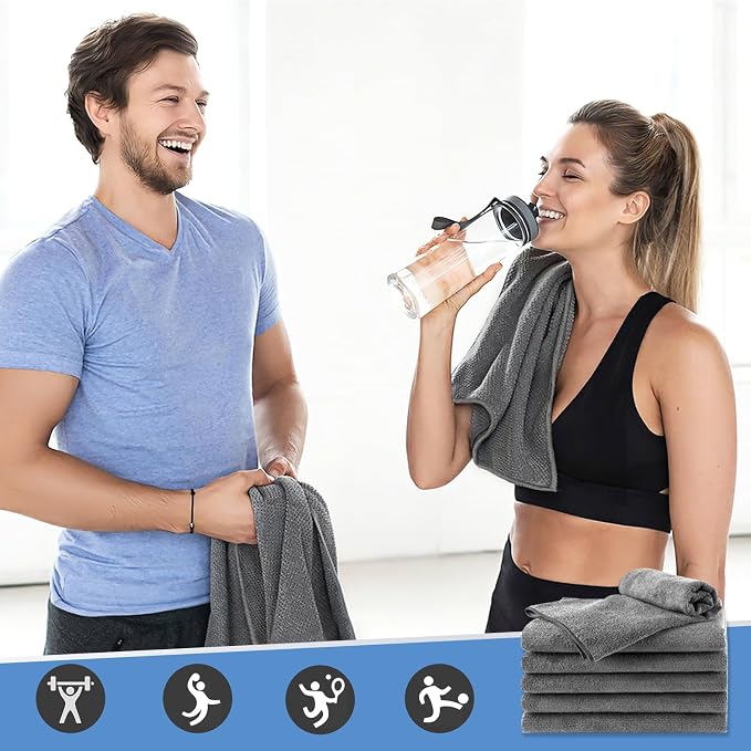 UNIMADE 48 Pack Gym Towels Set - Highly Absorbent and Quick Drying Microfiber Salon Towels, Premium Hand Cloths for Bathroom, Gym, Shower, Hotel, and Spa - 16x27 inch (Grey) | Highly Absorbent and Quick Drying Premium Hand Cloths for Bathroom, Gym, Sho... - Image 7