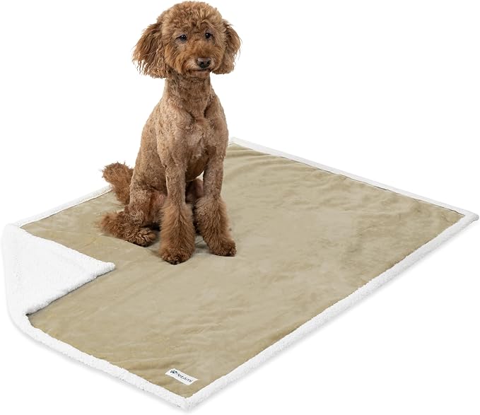 PetAmi Waterproof Dog Blanket for Couch, Extra Large 80x60, Pee Proof Sherpa Fleece Reversible Pet Throw, Furniture Protector for Bed Sofa Crate Kennel, Soft Washable Cover for Dog Cat, Taupe - Image 8