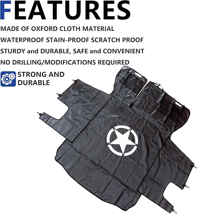 sukemichi Cargo Mat Dog Cargo Liner for 2007-2026 Jeep Wrangler 4 Door,Star | Waterproof oxford material,For 2007-2026 Wrangler JK JL,Nonslip Washable Pet Seat Cover & Anti-Scratch Liner - Image 3