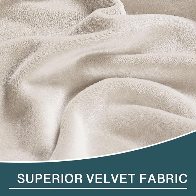 FantasDecor Chaise Lounge Velvet Luxury Covers for Living Room Indoor Stretch Slipcover for Chaise Lounge Ultra Soft Machine Washable, Ivory - Image 3
