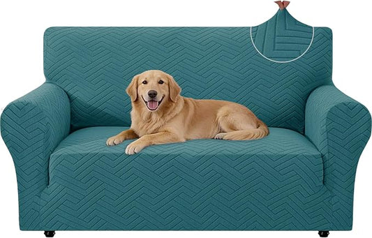 Stretch Sofa Cover Non-Slip Washable Furniture Protector | Stretch, 55"-69".Soft, Non Skid Foam, Elastic Bottom, Machine Washable, for Kids & Pets, Couch & Sofa, Dark Green by YSTELLAA