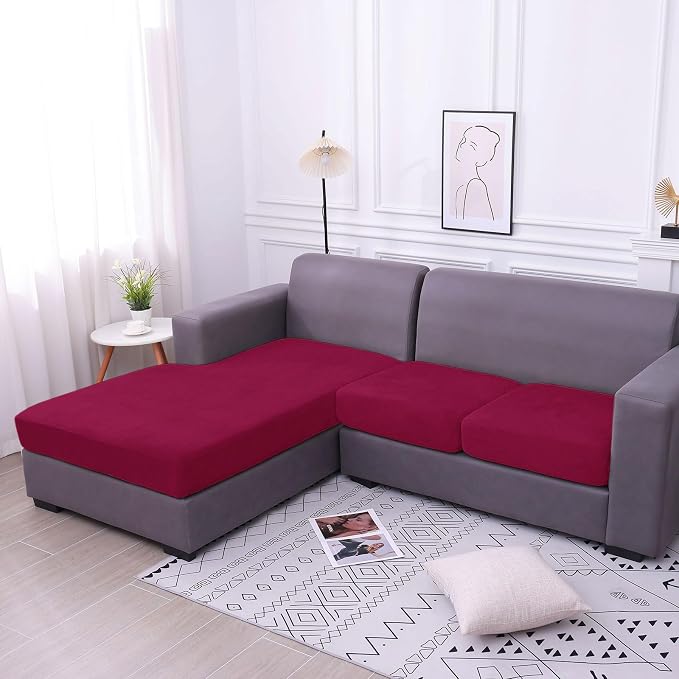 hyha Velvet Couch Cushion Covers, Sofa Covers for Cushion Couch Washable | Soft Plush Sofa Slipcover, Elastic Bottom, Non-Slip Wear Resistant Furniture Protector, Ideal For Pets & Kids, Chaise XL - Image 5