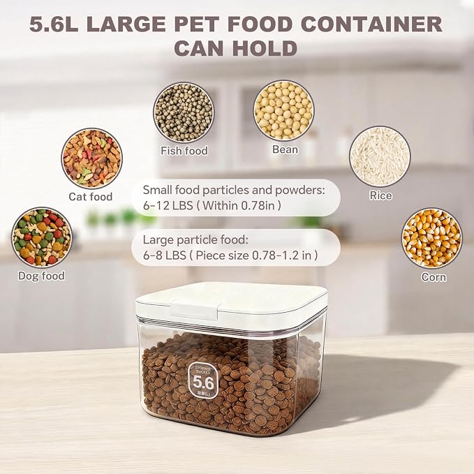 LEAWALK 5-8Lbs/5.92Qt/5.6L Airtight Dog Cat Food Storage Container and Pet Storage Bin BPA-Free. PET Clear Stackable Dog Treat Containers for Pet Food/Rice/Dry/Cereals/Flour/Sugar/Bread - Image 8