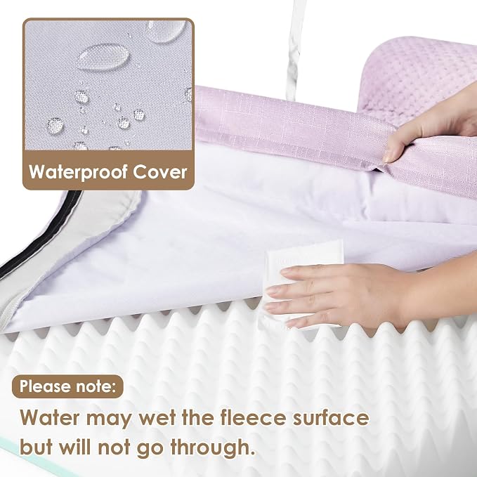 EHEYCIGA Large Dog Bed Memory Foam for Crate, Orthopedic Dog Bed Large Size Dogs with Washable Removable Cover, Waterproof Pet Sofa Couch with Nonskid Bottom, 35x22x6, Lilac - Image 3
