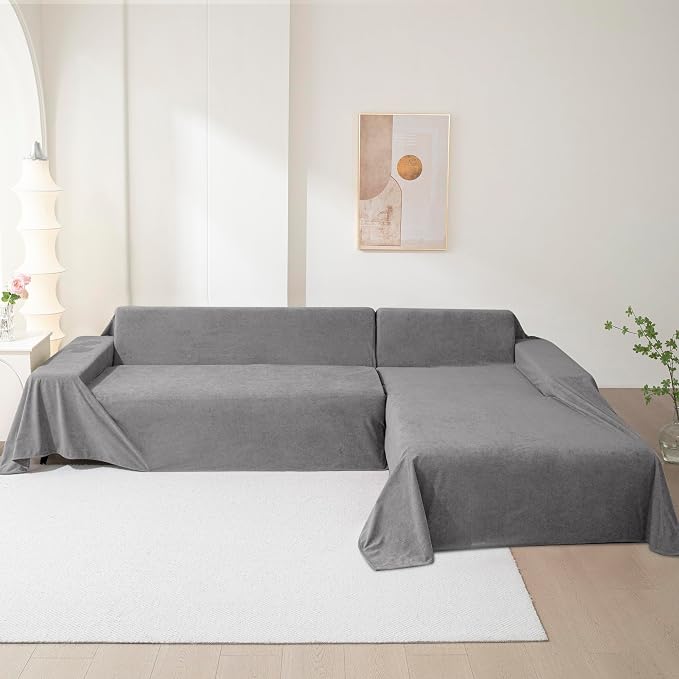 MEETSKY Couch Cover for 2 Cushion Couch, Couch Covers for Dogs Washable Non Slip Cat Scratch Proof Sectional Love Seat Covers L Shaped Soft Couch Furniture Protector for Pets, 71" x 118", Grey - Image 7