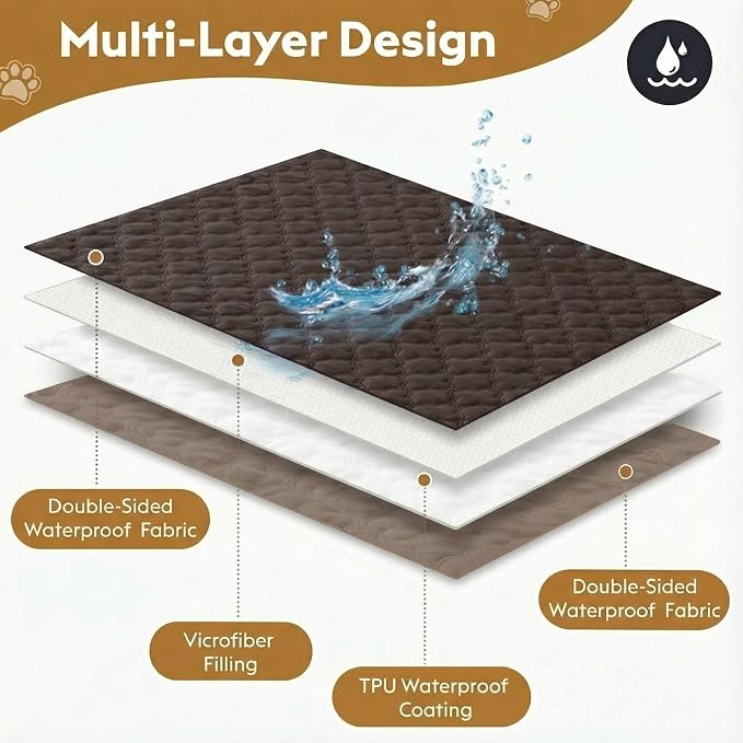 FunFurry Waterproof Dog Blanket, Couch Cover for Dogs Washable, Reversible Dog Bed Cover, Couch Furniture Protector. (Dark＆Light Brown, 30 X 53 Inch - 1 Pack) - Image 7