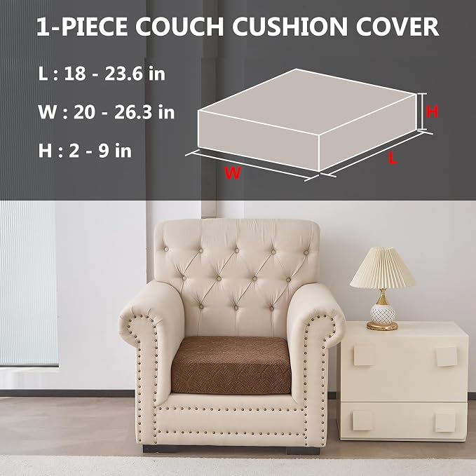 Genina Waterproof Couch Cushion Covers for Pets Washable Sofa Seat Covers | Non Slip,Stretch Jacquard Fabric,Pet Hair & Scratch Protection,Easy Installation,Furniture Protector,Sectional Sofa,1 Piece - Image 2