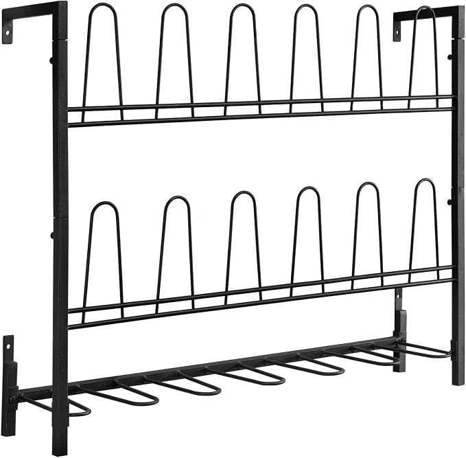 MyGift Black Metal Wall Mounted Shoe Rack Organizer, Holds 9 Pairs | Vertical storage helps clear floor space while keeping footwear neatly arranged and accessible in dressing areas or closets - Image 6