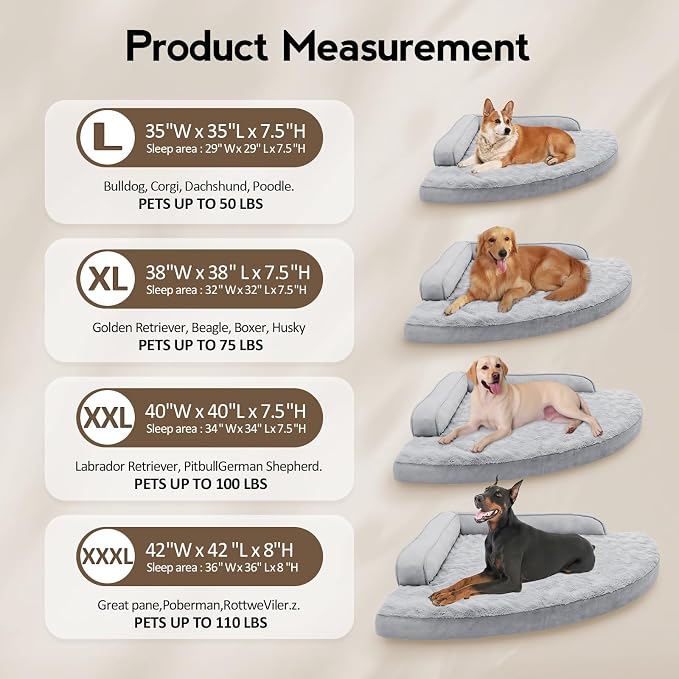 MEKIY Jumbo Orthopedic Waterproof Dog Bed with Sides for Extra Large Dogs | Egg Crate Foam, Waterproof Liner, Anti-Slip Bottom, Space-Saving, Perfect for Corners and Sofa Edges, 42 x 42 Inch - Image 6