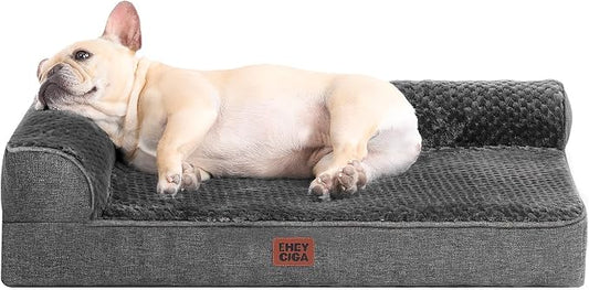 EHEYCIGA Orthopedic Dog Bed Medium Size Dogs, Memory Foam Dog Bed with Washable Removable Cover, Waterproof Pet Sofa Couch for Crate with Nonskid Bottom, 30x20x6, Dark Grey by EHEYCIGA