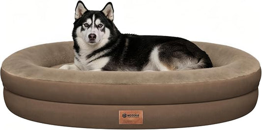 Waterproof Orthopedic Dog Bed for Extra Large Dogs, Coffee | Supportive Crate Foam Relieves Joint Pressure, 360°Bolsters, Waterproof Inner,Washable Cover, Non-slip Bottom by Wozoke