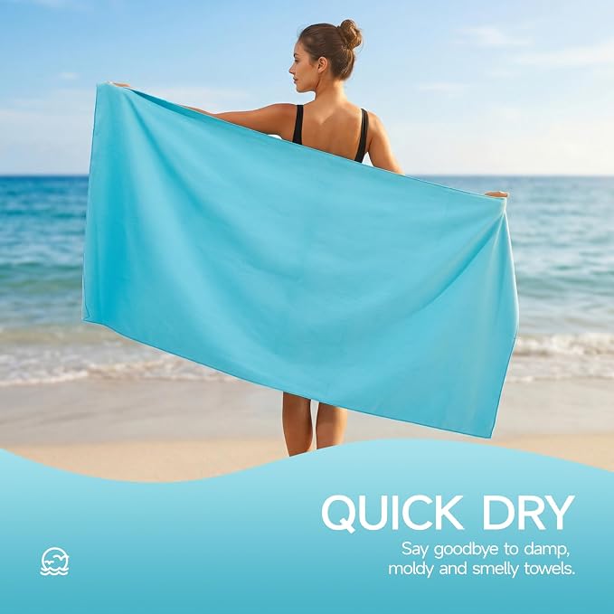 REDKISS Oversized Beach Towels, 4 Pack Microfiber Towel Set for Adults, Lightweight, Quick Dry, Absorbent & Sand Proof, 62x31 Inch, Pool Towels – Multi Color - Image 6