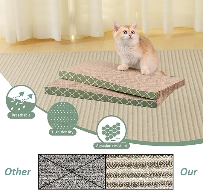 Cat Scratcher Cardboard Scratching Pads Scratch with Catnip 2PCS Reversible Corrugated Cardboard - Image 5