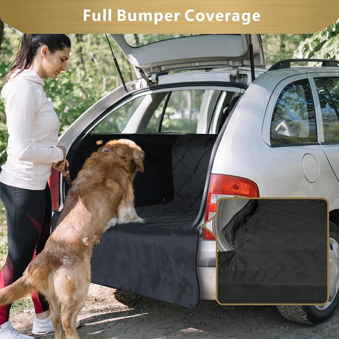F-color SUV Cargo Liner for Dogs - Heavy Duty Cargo Cover for Mid-Size SUVs | Water Resistant, Bumper Flap, Non-Slip Mat, Car Trunk Dog Car Seat Cover Prevents Scratches Pet Hair Mud Dirt for Sedans Vans - Image 5