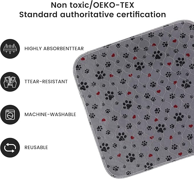 Washable Pee Pads for Dogs,4 Pack Extra Large 24"x24" Super Absorbent Reusable Puppy Pads,Non-Slip 100% Waterproof Dog Pee Pads,Pet Training Pads for Couch, Crate,Potty Training,Floor - Image 2