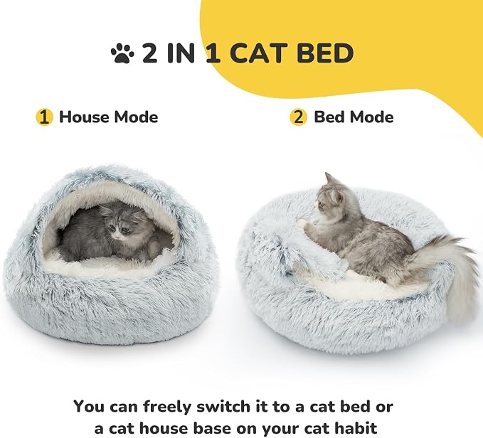 CATISM Cat Bed Hooded Cat Beds for Indoor Cats or Small Dogs | Warm Soft Plush Comfortable Removable Washable with Non-Slip Bottom - Image 3