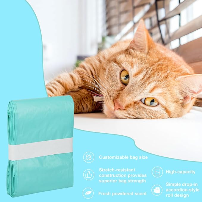 Cat Litter Pail Liner Refills Bags Compatible with Litter Champ Litter Pail, Green, Lightly Scented, 10 Pack - Image 4